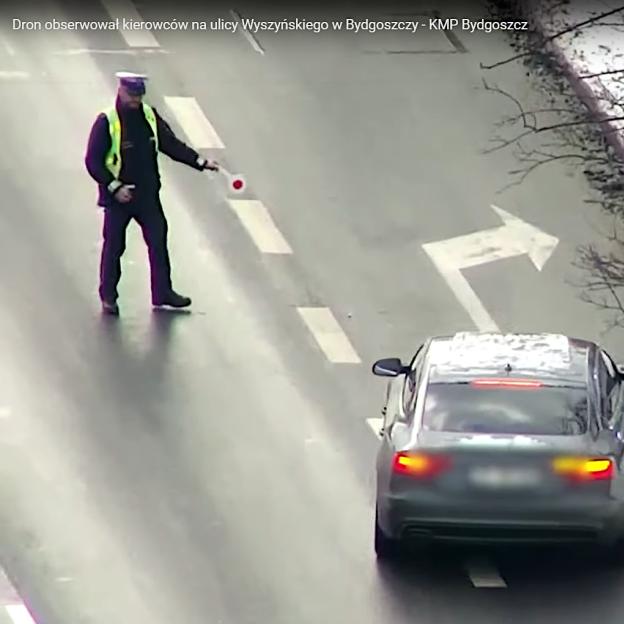 [VIDEO] Dron obserwował kierowców na ulicy Wyszyńskiego w Bydgoszczy - KMP Bydgoszcz